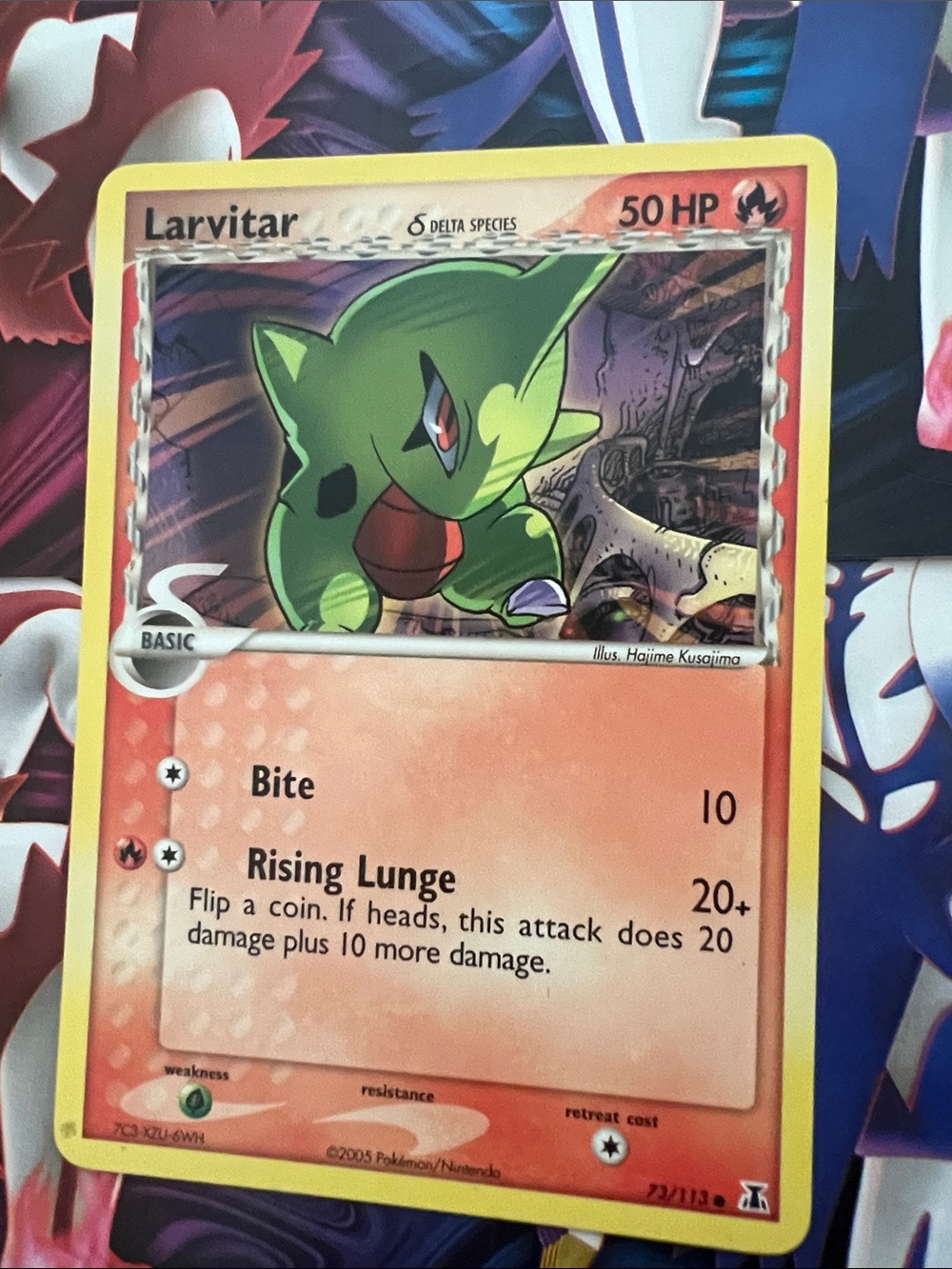 Pokemon Larvitar Trading Card - Green, Orange, Red